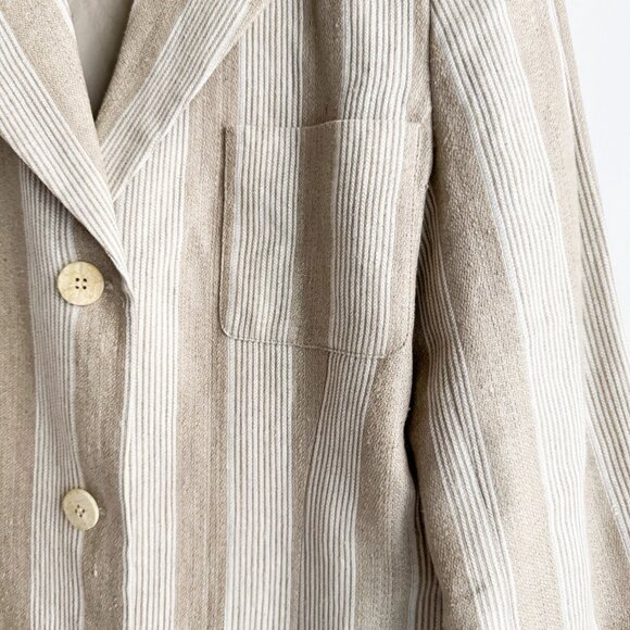 Ports International Linen Striped Classic Summer Blazer Beige 8 - Picture 5 of 7